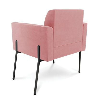 Poltrona Pé De Ferro Preto Para Sala Elisa Suede - D'rossi Cor Rose