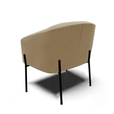 Poltrona Pé De Ferro Preto Kit 2 Stella Suede Marrom Rato D03 - D'rossi