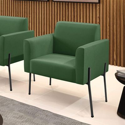Poltrona Pé De Ferro Preto Para Sala Elisa Suede - D'rossi Cor Verde