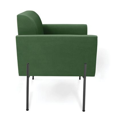 Poltrona Pé De Ferro Preto Para Sala Elisa Suede - D'rossi Cor Verde