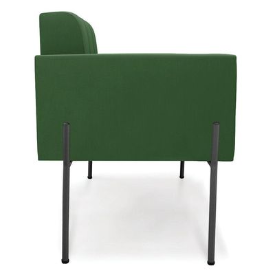 Poltrona Pé De Ferro Preto Para Sala Kit 2 Elisa Suede Verde D03 - D'rossi