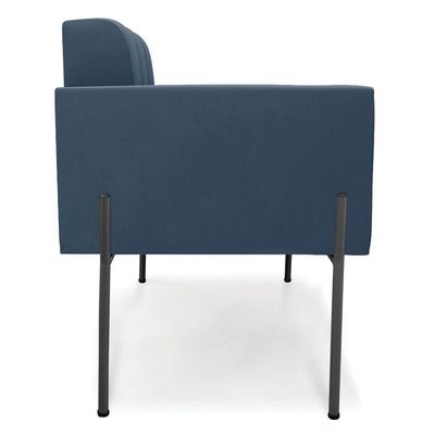 Poltrona Pé De Ferro Preto Para Sala Elisa Suede Azul Marinho D03 - D'rossi