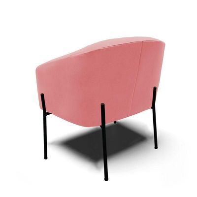 Poltrona Pé De Ferro Preto Sala De Estar Stella Suede Rosê D03 - D'rossi