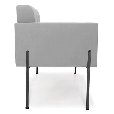 Poltrona Pé De Ferro Preto Para Sala Elisa Suede Cinza D03 - D'rossi