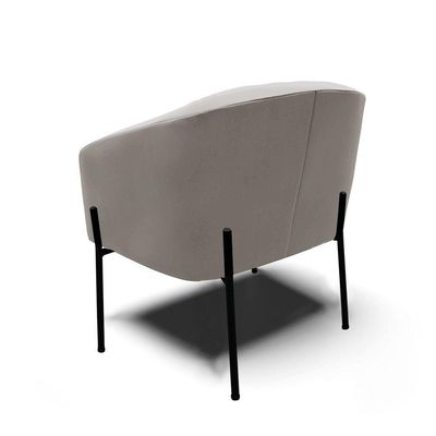 Poltrona Pé De Ferro Preto Kit 2 Stella Veludo Cinza D03 - D'rossi