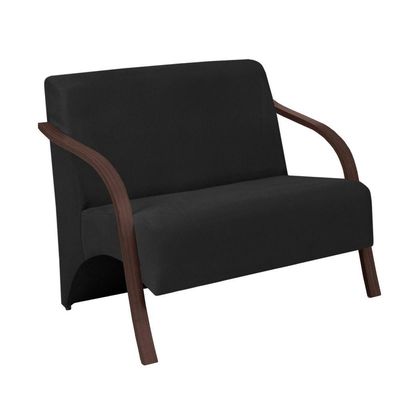 Poltrona 2 Lugares Vênus Pé Madeira Suede Preto