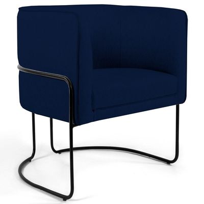 Poltrona Base Aço Betina B-304 Veludo Azul Marinho - Domi