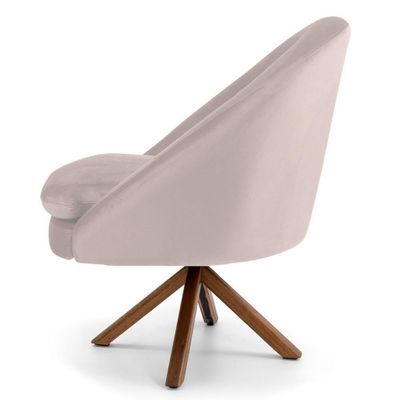 Poltrona Base Madeira Rafa B-309 Veludo Bege