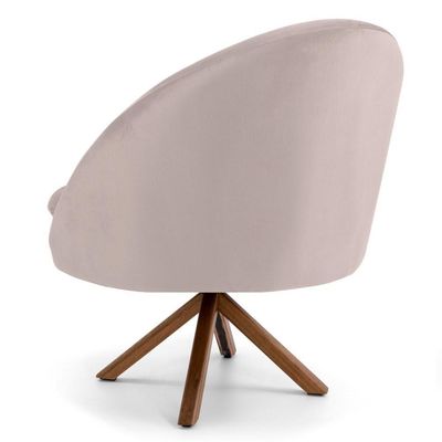 Poltrona Base Madeira Rafa B-309 Veludo Bege