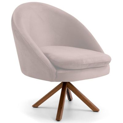 Poltrona Base Madeira Rafa B-309 Veludo Bege
