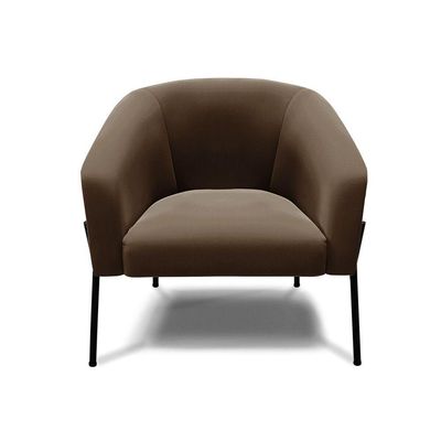 Poltrona Pé De Ferro Preto Sala De Estar Stella Suede Marrom D03 - D'rossi