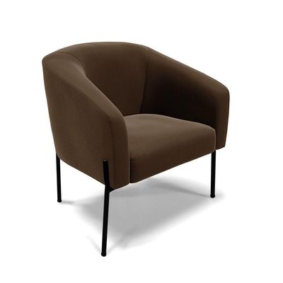 Poltrona Pé De Ferro Preto Sala De Estar Stella Suede Marrom D03 - D'rossi
