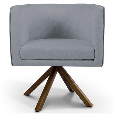 Kit 2 Poltronas  Base Madeira Betina C416 Linho Cinza Escuro