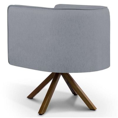 Kit 2 Poltronas  Base Madeira Betina C416 Linho Cinza Escuro