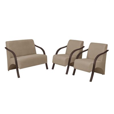 Conjunto Poltronas Vênus Braços Madeira Cappuccino