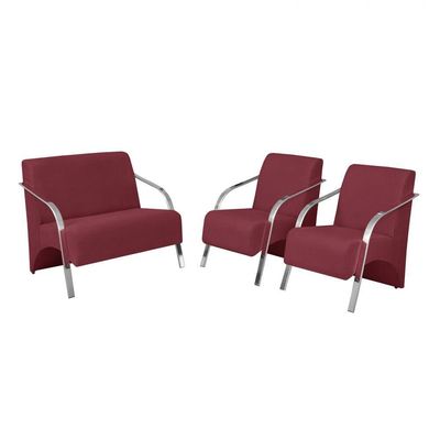 Conjunto Poltronas Vênus Braço Alumínio D Salla. Bordô