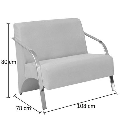 Conjunto Poltronas Vênus Braço Alumínio D Salla Suede Bege