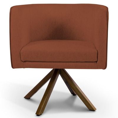 Kit 2 Poltronas Base Madeira Betina B-235 Linho Laranja
