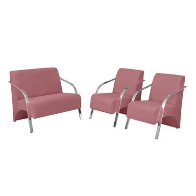Conjunto Poltronas Vênus Braço Alumínio D Salla Rosa
