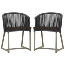 2 Cadeiras De Jantar Noronha Fendi Corda Náutica E9 Trama Preto