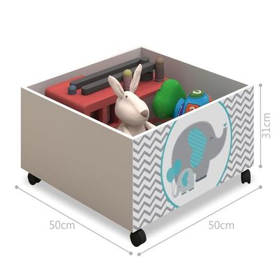 Cama Solteiro Branco C/ Mel C/ Baú Filhote Azul