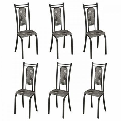 Conjunto Com 6 Cadeiras Paris Martelado Grafite Teixeira Grafite