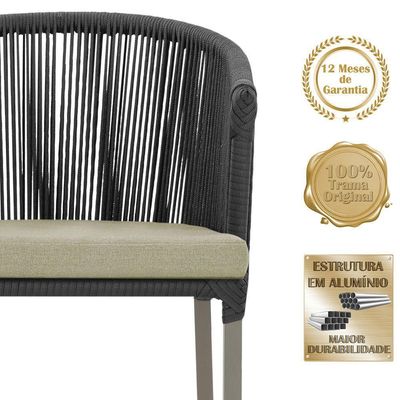 2 Cadeiras De Jantar Noronha Fendi Corda Náutica E7 Trama Preto