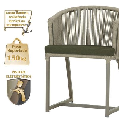 2 Cadeiras De Jantar Noronha Fendi Corda Náutica E13 Trama Rami