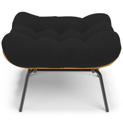 Puff Decorativo Sala De Estar Costela L02 Suede Preto - Lyam Decor