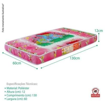Colchão Berço 1 Lado Plastificado D18 60x12x130 Fadas
