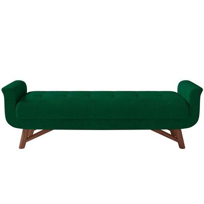 Puff Recamier Decorativo Com Pés Em Madeira 195cm Itália Bouclê Verde