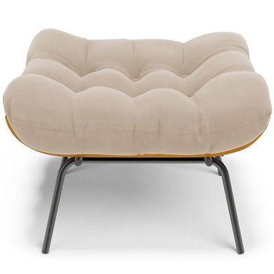 Kit 02 Puffs Decorativos Costela L02 Suede Bege - Lyam Decor