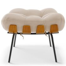 Kit 02 Puffs Decorativos Costela L02 Suede Bege - Lyam Decor