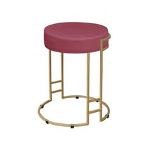 Puff Decorativo Sarah Sala E Recepção Metal Dourado Veludo