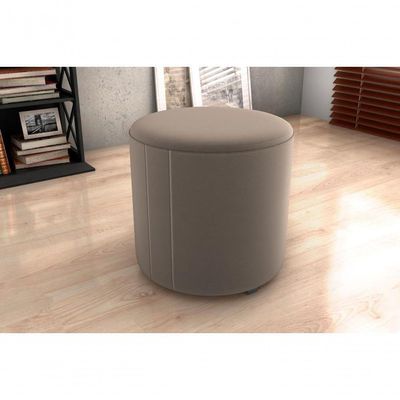 Puff Decorativo Sala Descando Copenhage Premium Veludo Capuccino Matrix