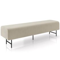 Puff Recamier Decorativo Com Pés Industrial 160cm Novara P05 Veludo Bege