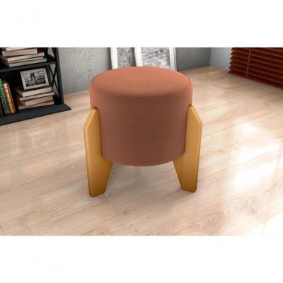 Puff Decorativo Descanso Luxo Orginal Premium Veludo Ferrugem Matrix