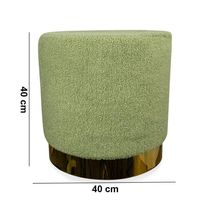 Puff Decorativo Redondo Base Dourada Lara Bouclê Verde 40 Cm M02 - D'rossi