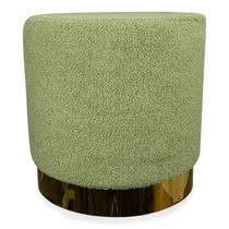 Puff Decorativo Redondo Base Dourada Lara Bouclê Verde 40 Cm M02 - D'rossi