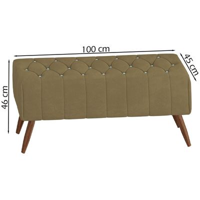 Puff Puf Para Sala 100 Cm Pes Madeira Trit Veludo Sl 945 Peer Sl 945