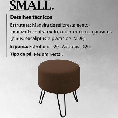 Puff Puf Para Sala Pes Metal Small Veludo Sl 942 Peer Sl 942