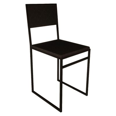 Cadeira De Jantar Industrial Assento Estofado Preto