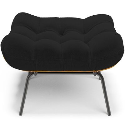 Puff Decorativo Sala De Estar Costela L02 Bouclê Preto - Lyam Decor