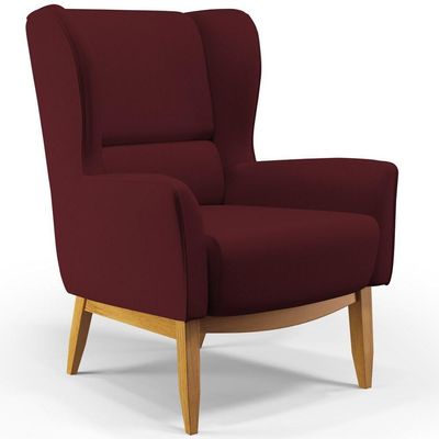 Kit Poltrona Milena D02 Com Puff Viseo Veludo Marsala C-278