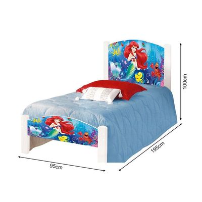 Cama Solteiro Infantil Sereia Colchão Branco