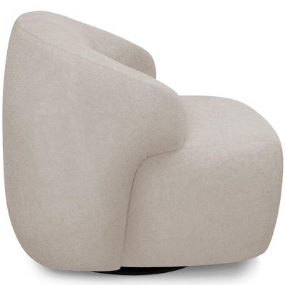Poltrona Decorativa Orgânica Giratória Living Barolo L06 Bouclê Bege