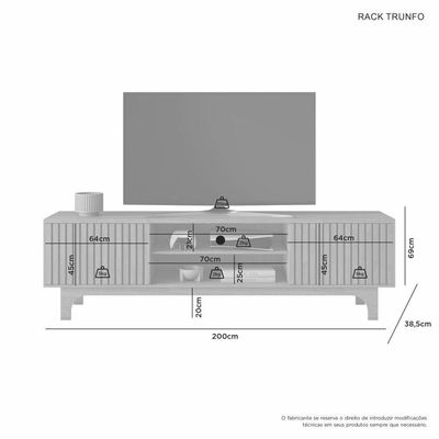 Rack Para Tv Até 70 Polegadas Trunfo Candian - Jcm Movelaria Off White-cinamomo