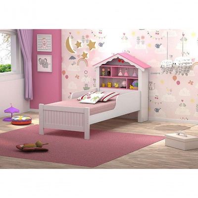 Cama Casinha De Boneca Com Nichos E Prateleira Rosa - Vitamov