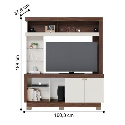 Home Para Tvs 50 3 Prateleira Nice Nogueira Real Off White