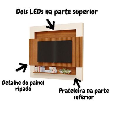 Painel Tv Ripado Com Led Riviera Para Tv Até 75 Polegadas
